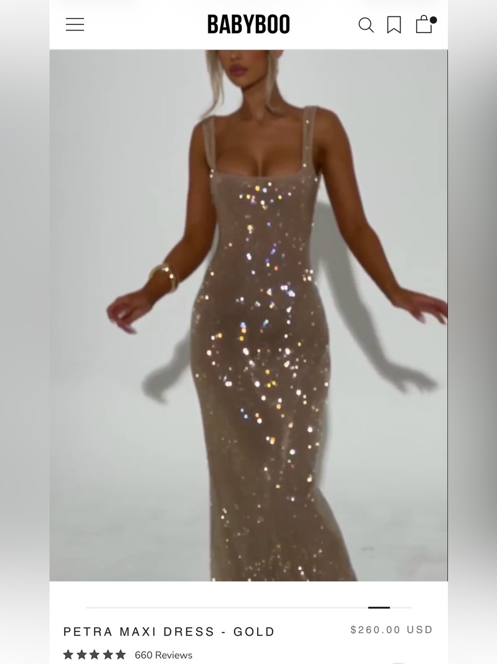 Babyboo Fashion Petra Gold Maxi Dress Size Medium NWT - Picture 7 of 10